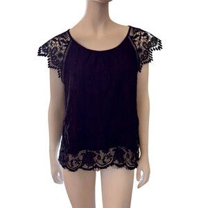 Black Lace Whimsy Goth T-Shirt With Lacy Trim